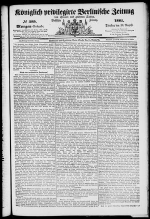 Königlich privilegirte Berlinische Zeitung von Staats- und gelehrten Sachen on Aug 23, 1881