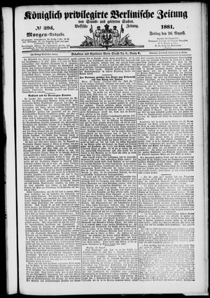 Königlich privilegirte Berlinische Zeitung von Staats- und gelehrten Sachen vom 26.08.1881