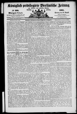 Königlich privilegirte Berlinische Zeitung von Staats- und gelehrten Sachen vom 28.08.1881