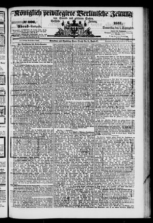 Königlich privilegirte Berlinische Zeitung von Staats- und gelehrten Sachen vom 01.09.1881