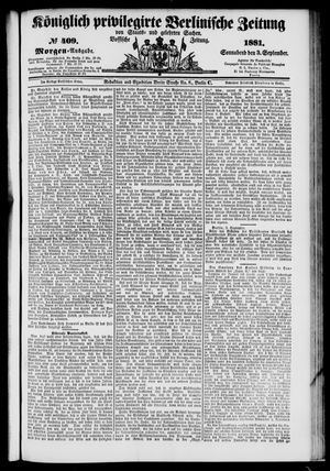 Königlich privilegirte Berlinische Zeitung von Staats- und gelehrten Sachen vom 03.09.1881