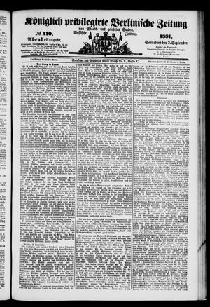 Königlich privilegirte Berlinische Zeitung von Staats- und gelehrten Sachen vom 03.09.1881
