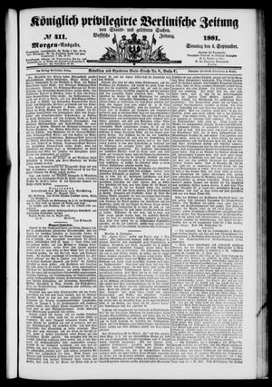 Königlich privilegirte Berlinische Zeitung von Staats- und gelehrten Sachen vom 04.09.1881