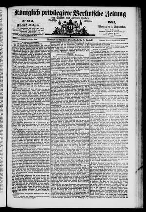 Königlich privilegirte Berlinische Zeitung von Staats- und gelehrten Sachen vom 05.09.1881