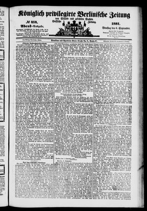 Königlich privilegirte Berlinische Zeitung von Staats- und gelehrten Sachen on Sep 6, 1881