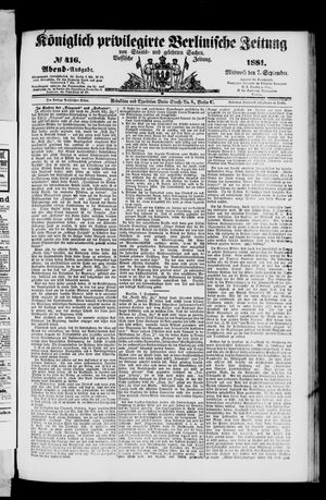 Königlich privilegirte Berlinische Zeitung von Staats- und gelehrten Sachen vom 07.09.1881