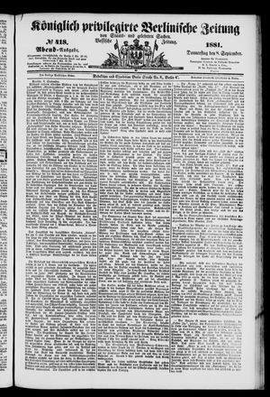Königlich privilegirte Berlinische Zeitung von Staats- und gelehrten Sachen vom 08.09.1881