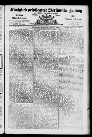 Königlich privilegirte Berlinische Zeitung von Staats- und gelehrten Sachen vom 09.09.1881