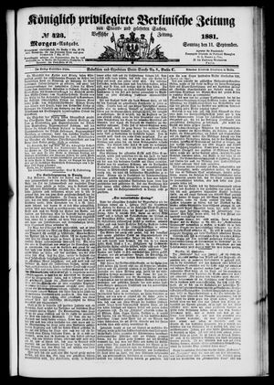 Königlich privilegirte Berlinische Zeitung von Staats- und gelehrten Sachen on Sep 11, 1881