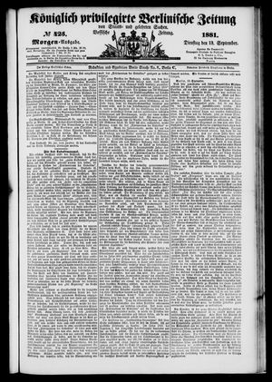 Königlich privilegirte Berlinische Zeitung von Staats- und gelehrten Sachen on Sep 13, 1881