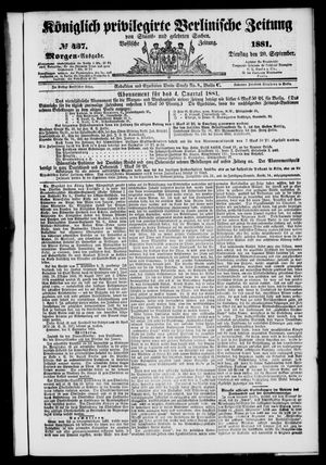 Königlich privilegirte Berlinische Zeitung von Staats- und gelehrten Sachen vom 20.09.1881
