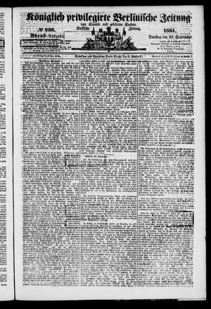 Königlich privilegirte Berlinische Zeitung von Staats- und gelehrten Sachen vom 20.09.1881