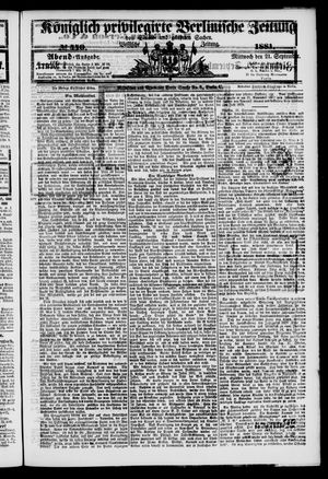 Königlich privilegirte Berlinische Zeitung von Staats- und gelehrten Sachen on Sep 21, 1881
