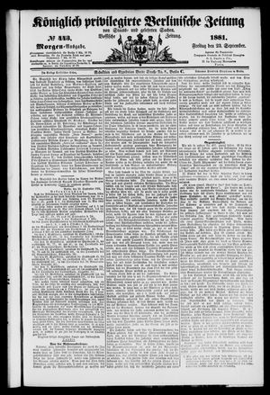 Königlich privilegirte Berlinische Zeitung von Staats- und gelehrten Sachen vom 23.09.1881