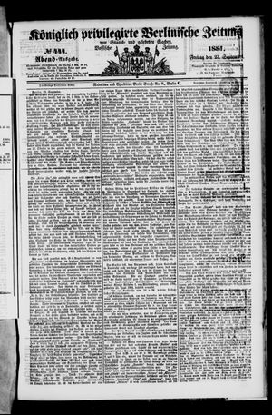 Königlich privilegirte Berlinische Zeitung von Staats- und gelehrten Sachen vom 23.09.1881
