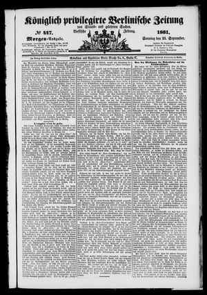Königlich privilegirte Berlinische Zeitung von Staats- und gelehrten Sachen vom 25.09.1881
