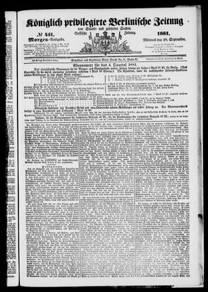Königlich privilegirte Berlinische Zeitung von Staats- und gelehrten Sachen vom 28.09.1881