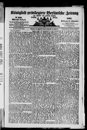 Königlich privilegirte Berlinische Zeitung von Staats- und gelehrten Sachen vom 30.09.1881