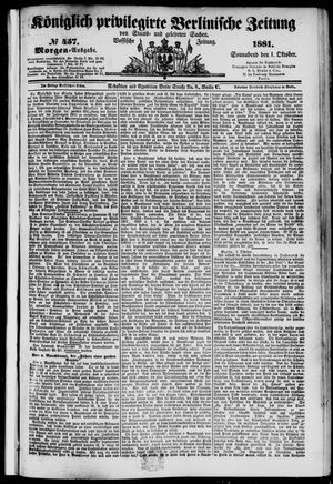 Königlich privilegirte Berlinische Zeitung von Staats- und gelehrten Sachen vom 01.10.1881