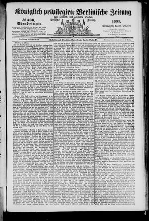 Königlich privilegirte Berlinische Zeitung von Staats- und gelehrten Sachen on Oct 6, 1881