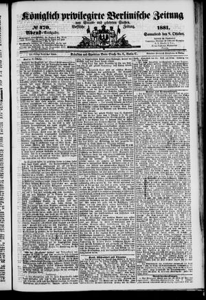 Königlich privilegirte Berlinische Zeitung von Staats- und gelehrten Sachen on Oct 8, 1881