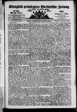 Königlich privilegirte Berlinische Zeitung von Staats- und gelehrten Sachen vom 11.10.1881