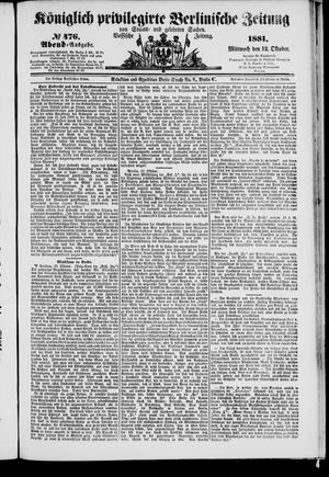 Königlich privilegirte Berlinische Zeitung von Staats- und gelehrten Sachen vom 12.10.1881