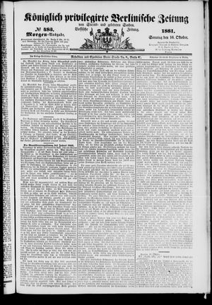 Königlich privilegirte Berlinische Zeitung von Staats- und gelehrten Sachen vom 16.10.1881