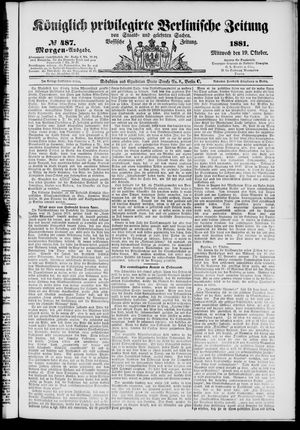Königlich privilegirte Berlinische Zeitung von Staats- und gelehrten Sachen vom 19.10.1881