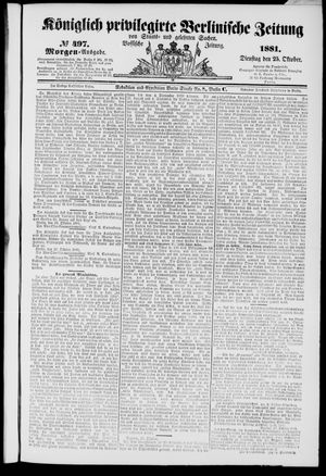 Königlich privilegirte Berlinische Zeitung von Staats- und gelehrten Sachen vom 25.10.1881