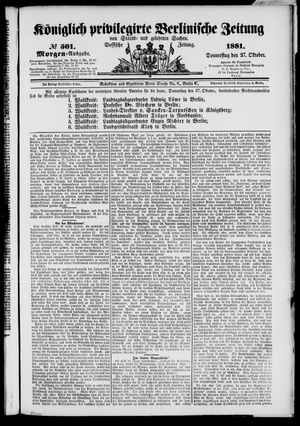 Königlich privilegirte Berlinische Zeitung von Staats- und gelehrten Sachen on Oct 27, 1881