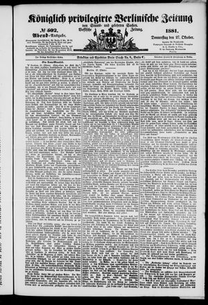 Königlich privilegirte Berlinische Zeitung von Staats- und gelehrten Sachen on Oct 27, 1881