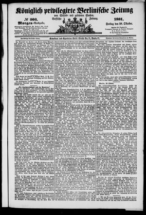 Königlich privilegirte Berlinische Zeitung von Staats- und gelehrten Sachen vom 28.10.1881