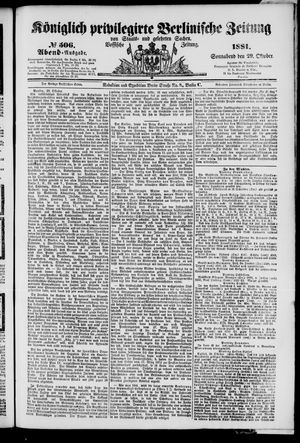 Königlich privilegirte Berlinische Zeitung von Staats- und gelehrten Sachen vom 29.10.1881