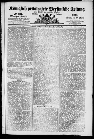 Königlich privilegirte Berlinische Zeitung von Staats- und gelehrten Sachen vom 30.10.1881