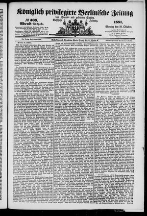 Königlich privilegirte Berlinische Zeitung von Staats- und gelehrten Sachen vom 31.10.1881