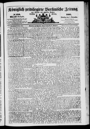 Königlich privilegirte Berlinische Zeitung von Staats- und gelehrten Sachen vom 01.11.1881