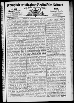 Königlich privilegirte Berlinische Zeitung von Staats- und gelehrten Sachen vom 04.11.1881