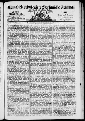 Königlich privilegirte Berlinische Zeitung von Staats- und gelehrten Sachen vom 04.11.1881