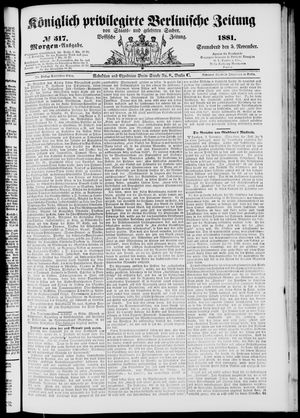 Königlich privilegirte Berlinische Zeitung von Staats- und gelehrten Sachen on Nov 5, 1881