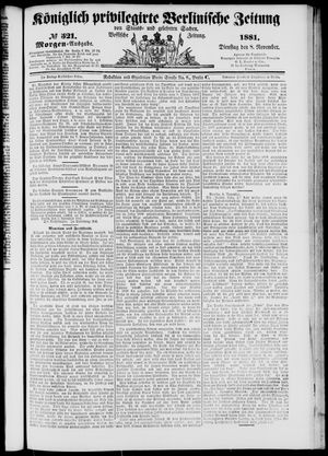 Königlich privilegirte Berlinische Zeitung von Staats- und gelehrten Sachen on Nov 8, 1881