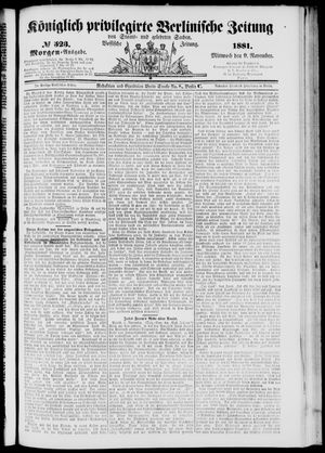 Königlich privilegirte Berlinische Zeitung von Staats- und gelehrten Sachen vom 09.11.1881