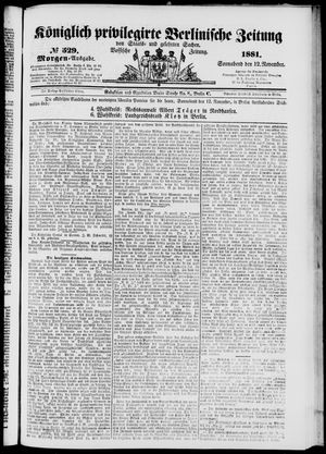 Königlich privilegirte Berlinische Zeitung von Staats- und gelehrten Sachen vom 12.11.1881