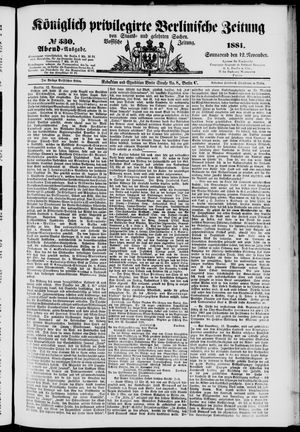 Königlich privilegirte Berlinische Zeitung von Staats- und gelehrten Sachen vom 12.11.1881