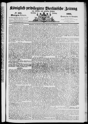 Königlich privilegirte Berlinische Zeitung von Staats- und gelehrten Sachen vom 13.11.1881