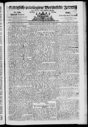 Königlich privilegirte Berlinische Zeitung von Staats- und gelehrten Sachen vom 17.11.1881