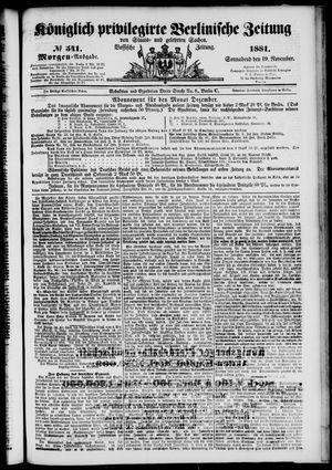 Königlich privilegirte Berlinische Zeitung von Staats- und gelehrten Sachen vom 19.11.1881