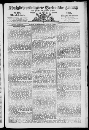 Königlich privilegirte Berlinische Zeitung von Staats- und gelehrten Sachen vom 21.11.1881