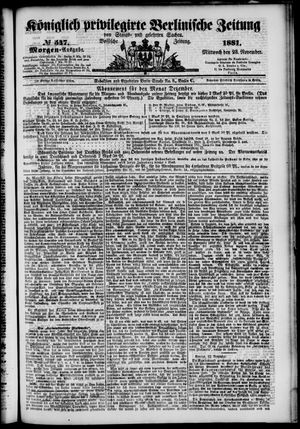 Königlich privilegirte Berlinische Zeitung von Staats- und gelehrten Sachen on Nov 23, 1881