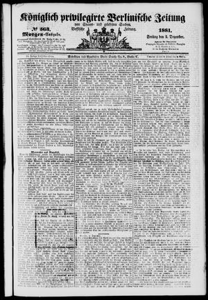 Königlich privilegirte Berlinische Zeitung von Staats- und gelehrten Sachen vom 02.12.1881